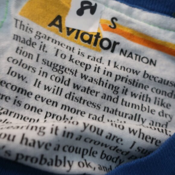 Womens Aviator Nation Blue Organic Cotton Love Graphic T-Shirt Top S - Picture 8 of 9